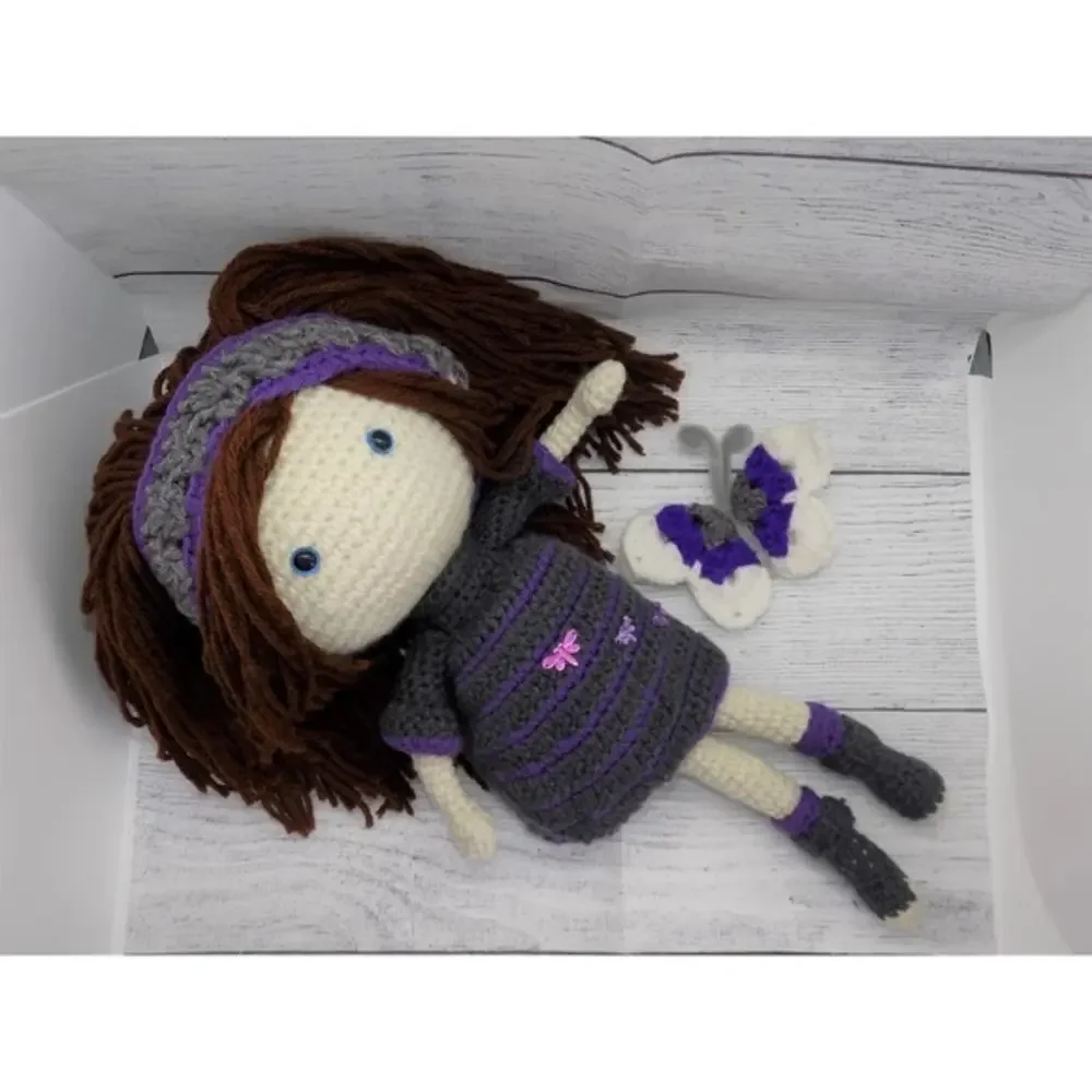 Crochet Doll‎ with Butterfly Friend - Amigurumi